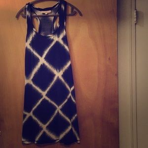 Loft Racerback Dress Navy Blue and White Medium